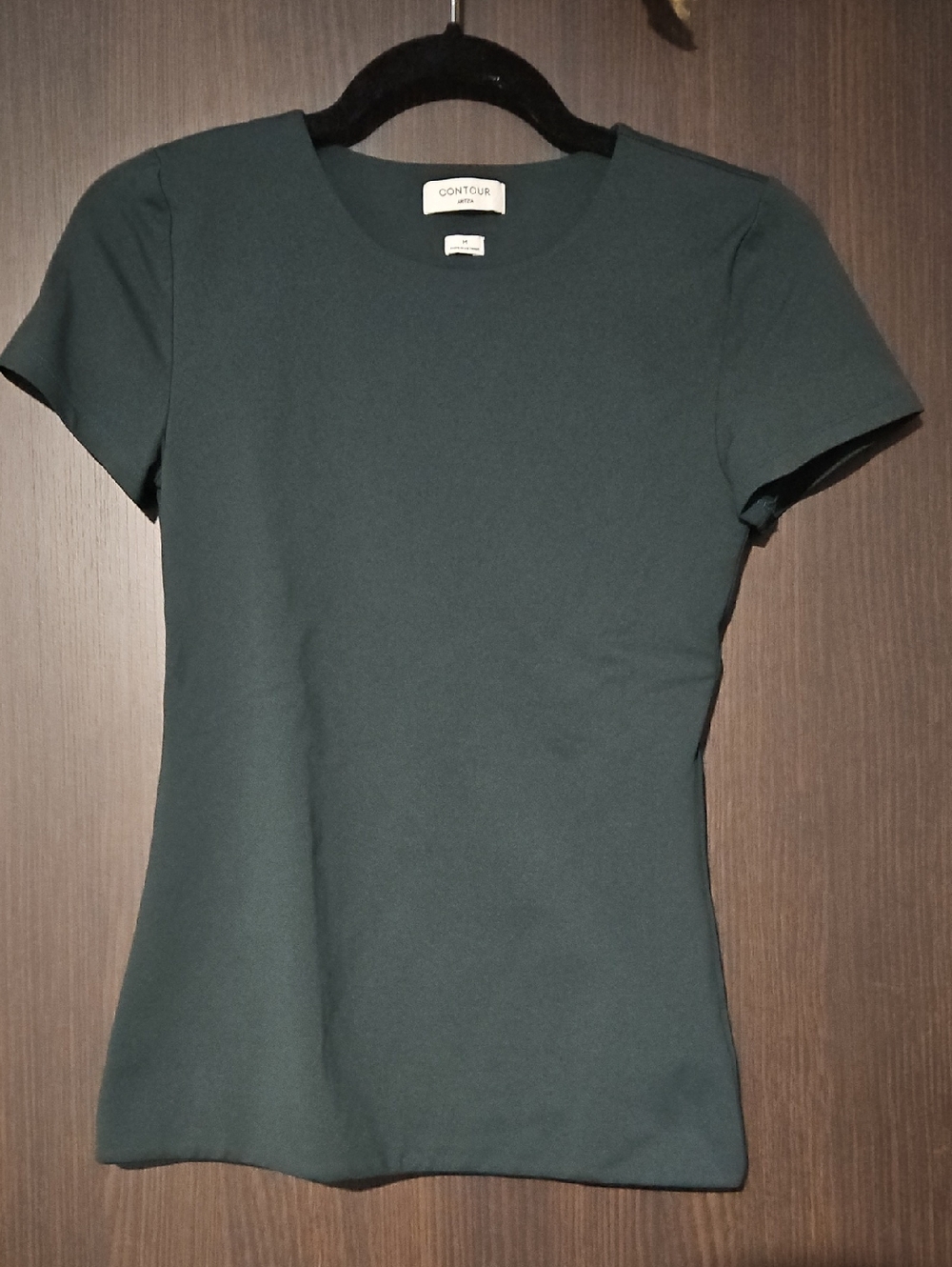 Aritzia Contour Short Sleeve Crew Tee in Deep Teal Green